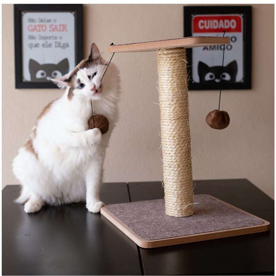 Brinquedo Arranhador Chão com Carpete Marrom - Tam. Único