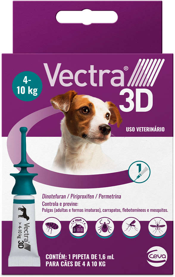 Antipulgas e Carrapatos Vectra 3D 87,12 mg para Cães de 4 a 10Kg - 1 Pipeta