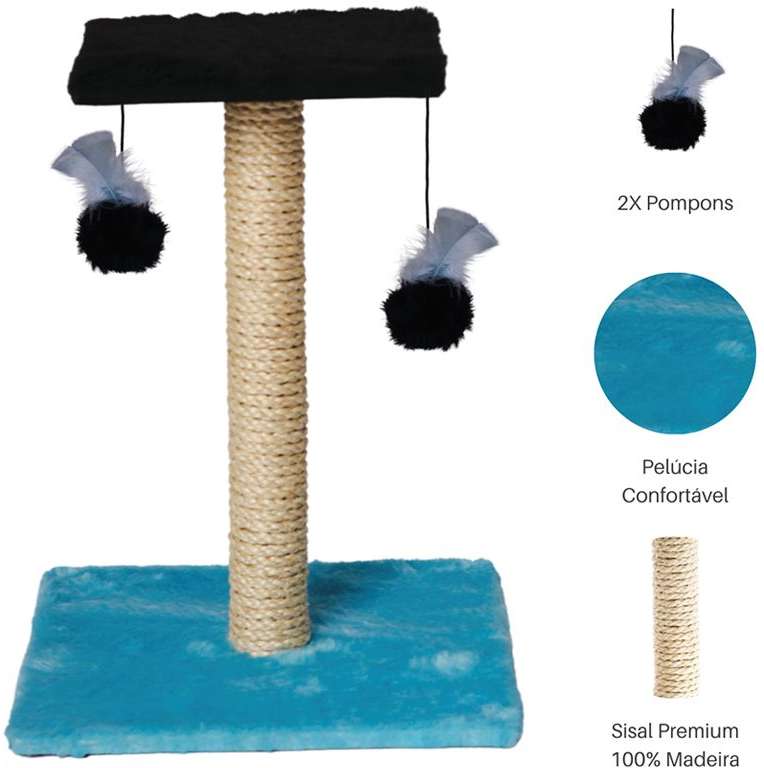 Brinquedo Arranhador Le Petin Duo Square Cat T1 Aqua/Black - Tam. Único