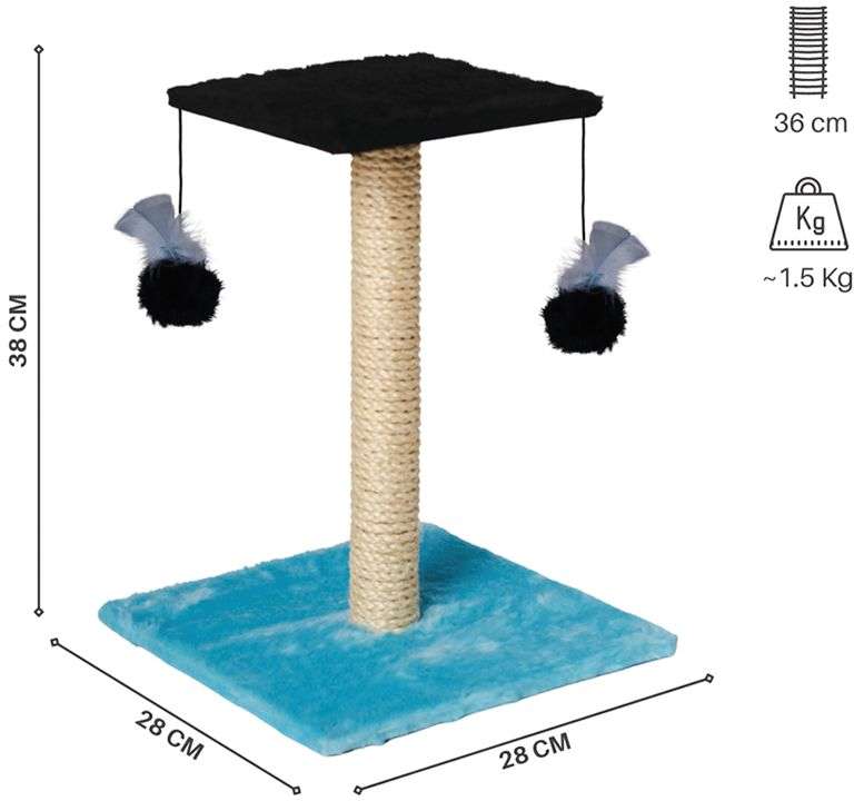 Brinquedo Arranhador Le Petin Duo Square Cat T1 Aqua/Black - Tam. Único