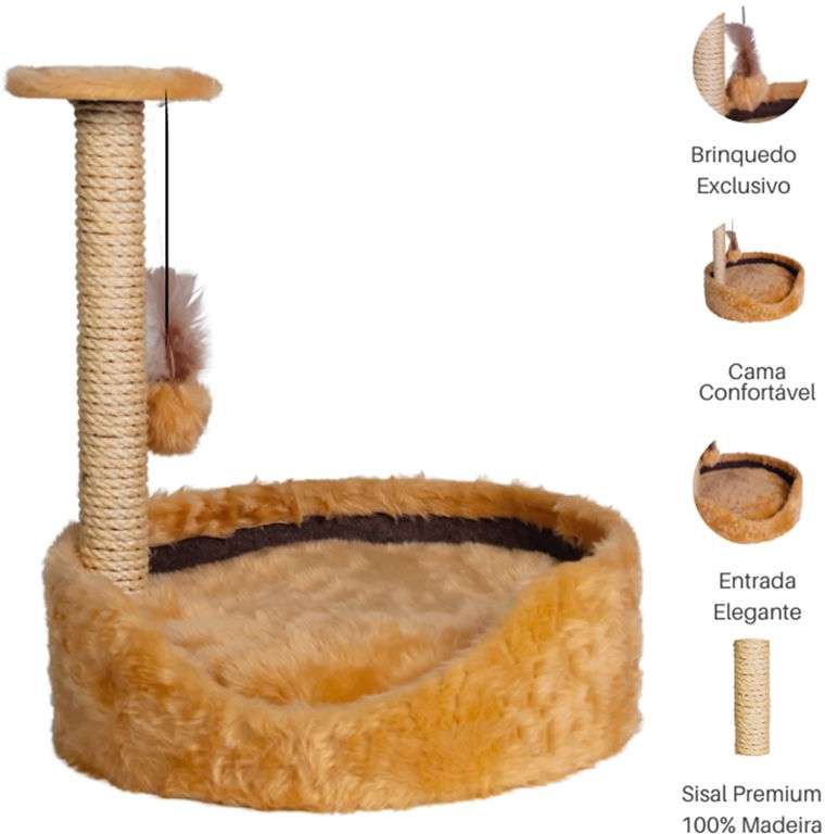 Brinquedo Arranhador Cama Le Petin Cat Conforto Bege - Tam. Único