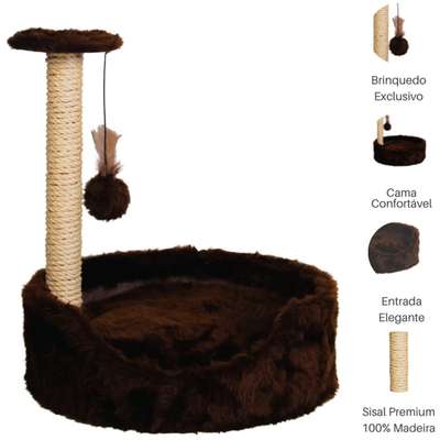 Brinquedo Arranhador Cama Le Petin Cat Conforto Marrom