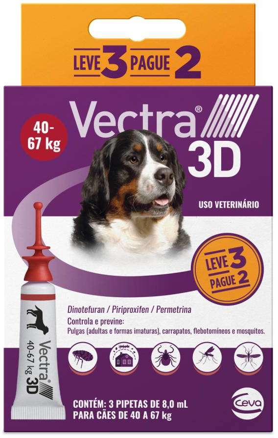 Vectra 3D para Cães de 40 a 67Kg 8 mL - 3 Pipetas