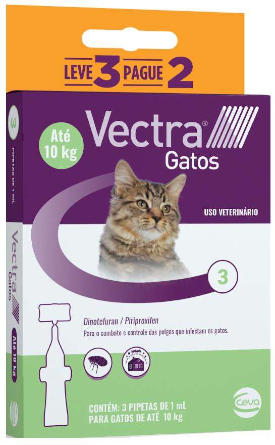 Antipulgas Ceva Vectra para Gatos até 10Kg - 3 Pipetas