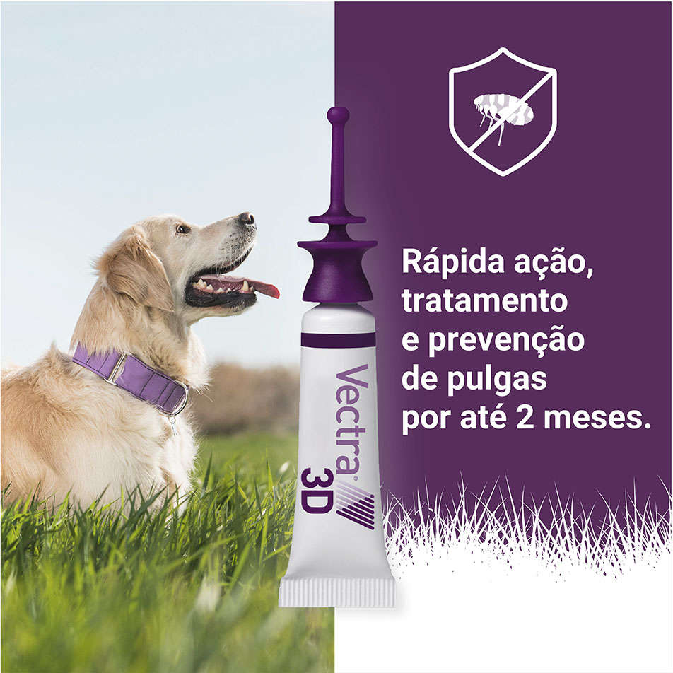 Antipulgas e Carrapatos Vectra 3D 43,6 mg para Cães de 1,5 a 4Kg - 3 Pipetas