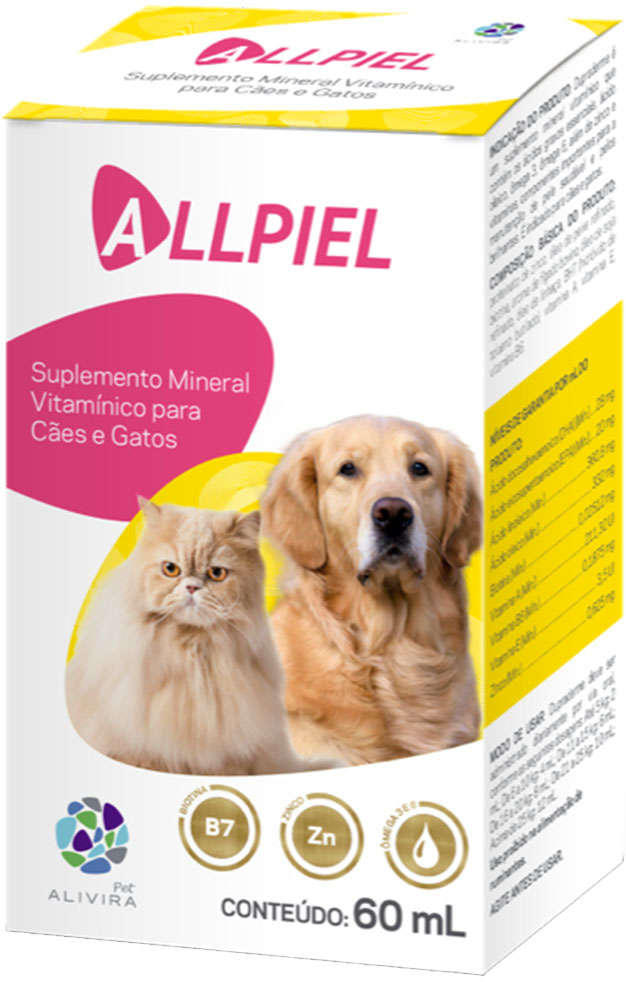 Suplemento Alivira Allpiel para Cães e Gatos - 60 mL