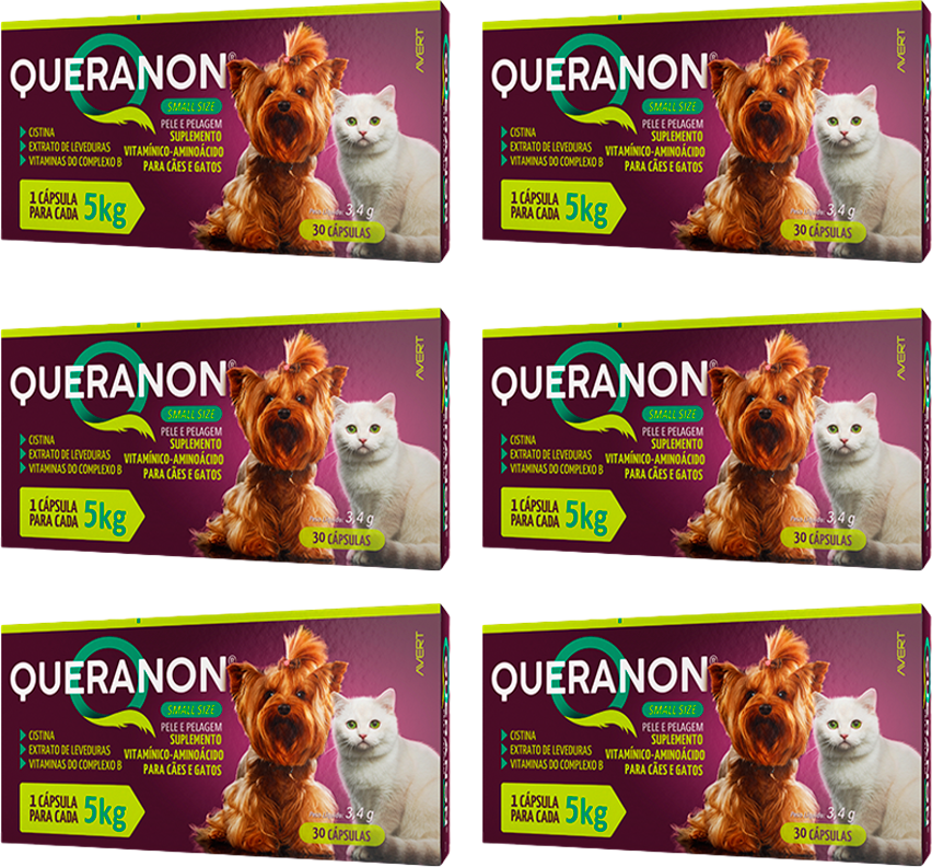 Kit Suplemento Alimentar Avert Queranon Small Size para Cães e Gatos - 6 Unidades