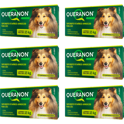Kit Suplemento Vitamínico-Aminoácido Avert Queranon para Cães de 15 Kg - 6 Unidades