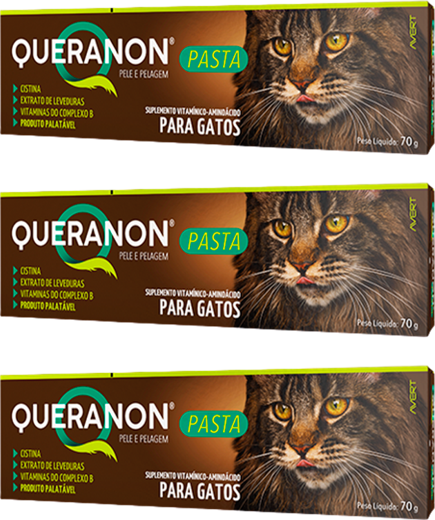 Kit Suplemento Vitamínico-Aminoácido Avert Queranon Pasta para Gatos - 3 Unidades