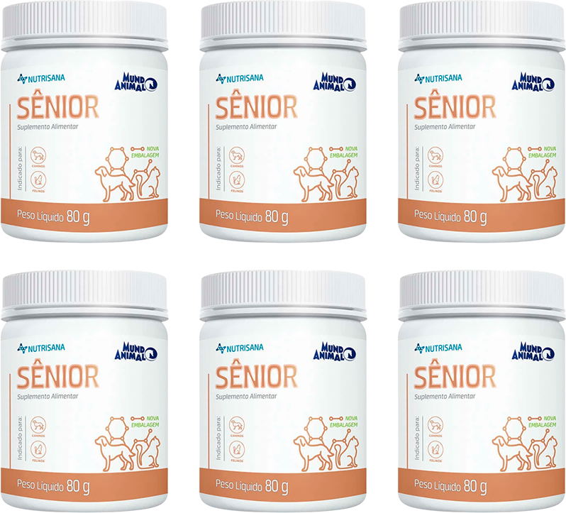 Kit Suplemento Alimentar Mundo Animal Nutrisana Sênior para Cães e Gatos - 6 Unidades