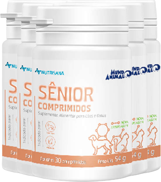 Kit Suplemento Alimentar Mundo Animal Nutrisana Sênior Comprimidos para Cães e Gatos - 6 Unidades