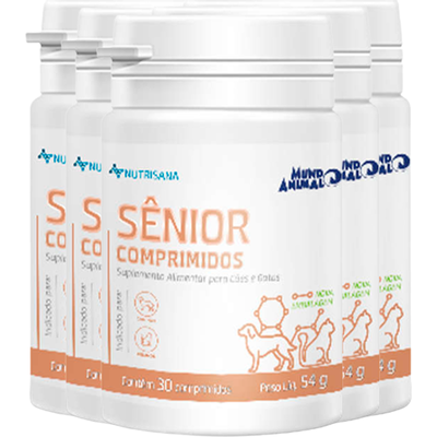 Kit Suplemento Alimentar Mundo Animal Nutrisana Sênior Comprimidos para Cães e Gatos - 6 Unidades

