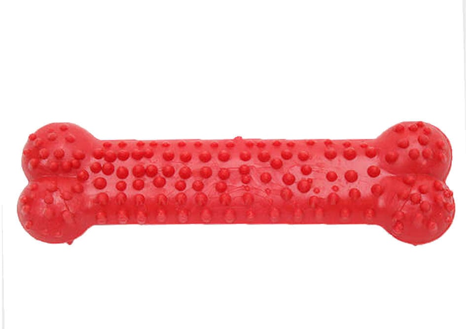 Brinquedo Osso Plaque Ataque Borracha com Cravo Vermelho - Tam. G