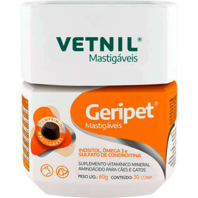 Suplemento Vitamínico Vetnil Geripet Mastigável para Cães e Gatos