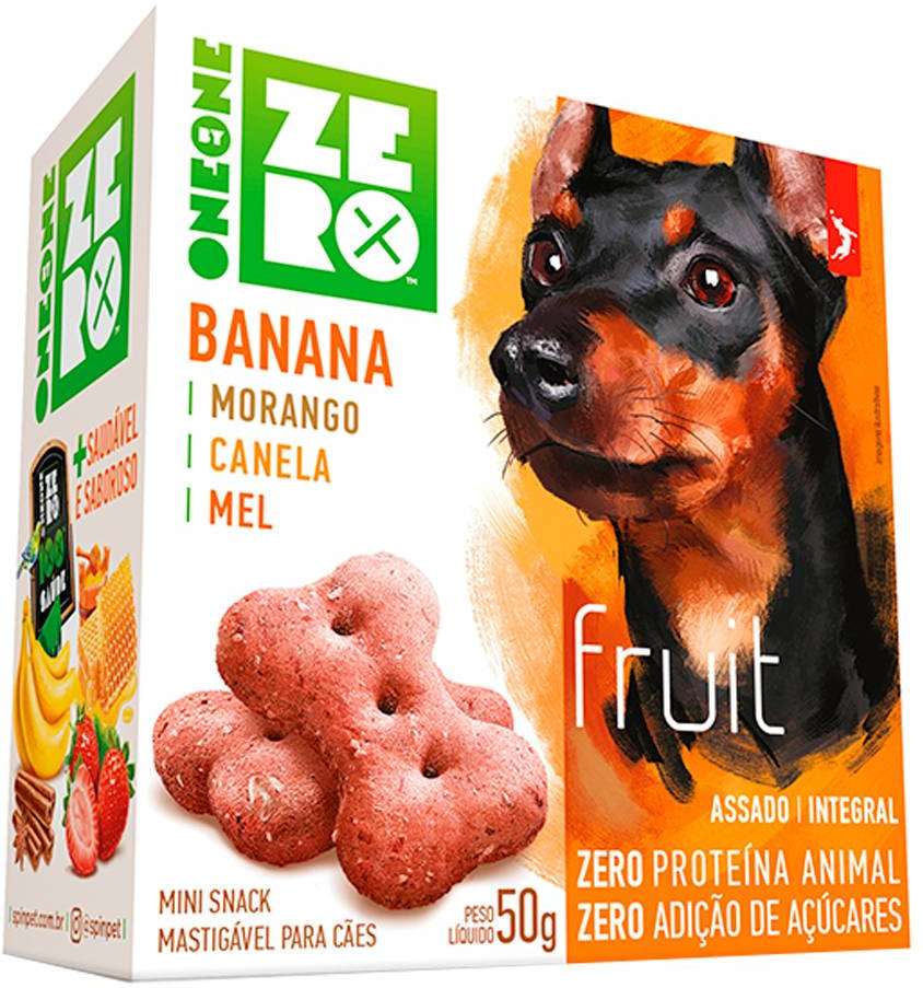 Biscoito Spin Pet Mini Snack Zero Fruit para Cães Sabor Banana e Morango - 50g