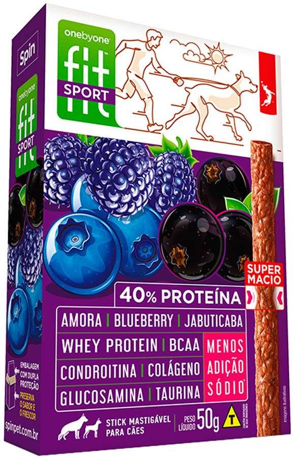 Bifinho Spin Pet Fit Sport Stick para Cães Sabor Amora e Blueberry - 50g