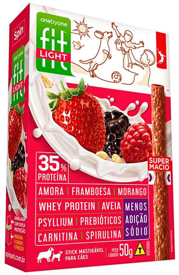 Bifinho Spin Pet Fit Light Stick para Cães Sabor Amora e Framboesa - 50g