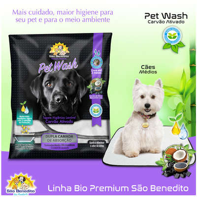 Tapete Higiênico Lavável São Benedito Pet Wash Carvão Ativado