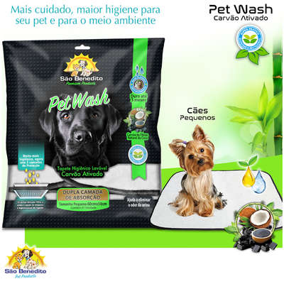 Tapete Higiênico Lavável São Benedito Pet Wash Carvão Ativado