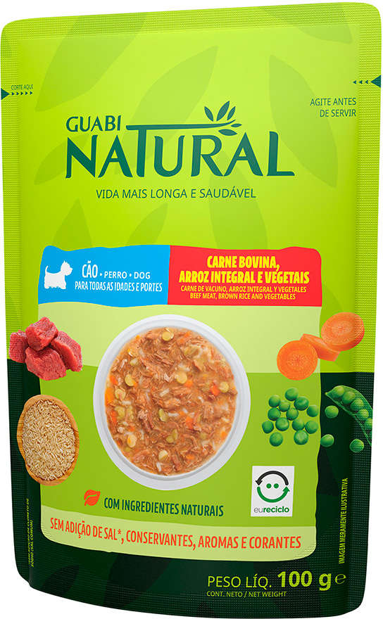 Ração Úmida Guabi Natural Carne, Arroz Integral e Vegetais para Cães - 100 g
