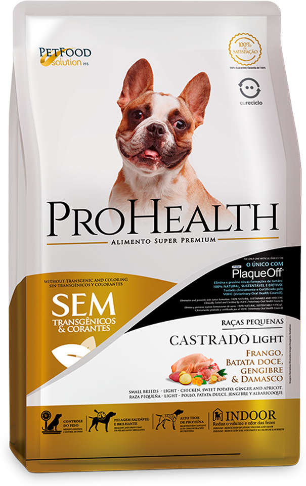 Ração Seca Pro Health Super Premium Light Frango Batata Doce Gengibre para Cães Castrados Porte Pequeno - 2,5Kg