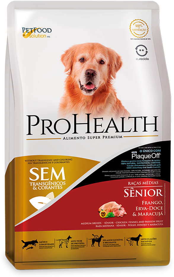 Ração Seca Pro Health Super Premium Sênior Frango Erva-Doce e Maracujá para Cães Idosos Porte Médio - 10,1Kg