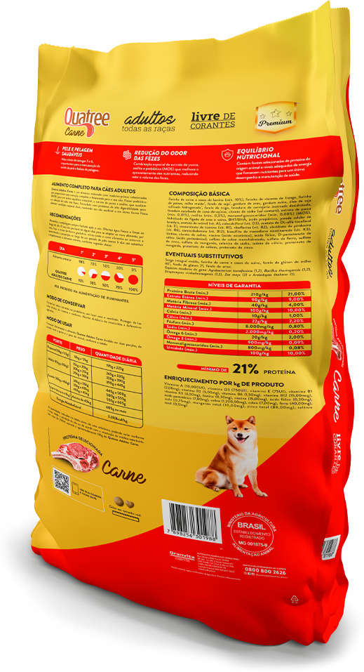 Ração Seca Quatree Carne para Cães Adultos - 20Kg