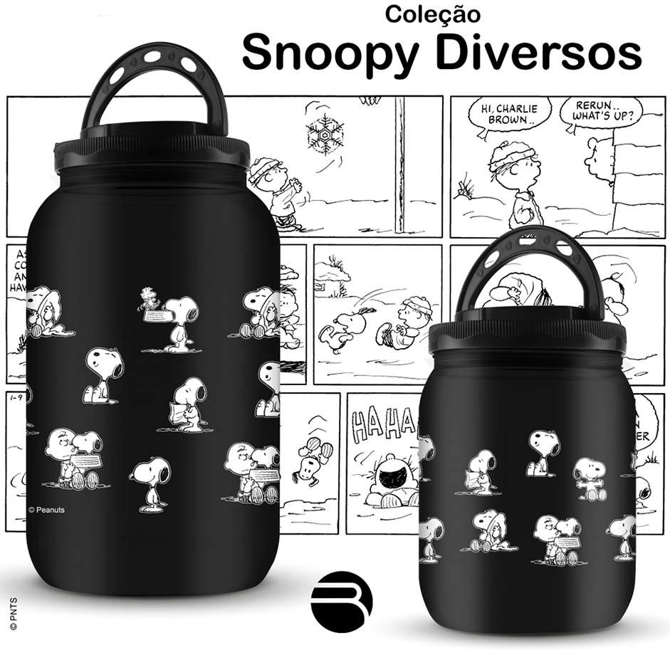 Porta Ração e Petisco Snoopy Preto - 3600 mL