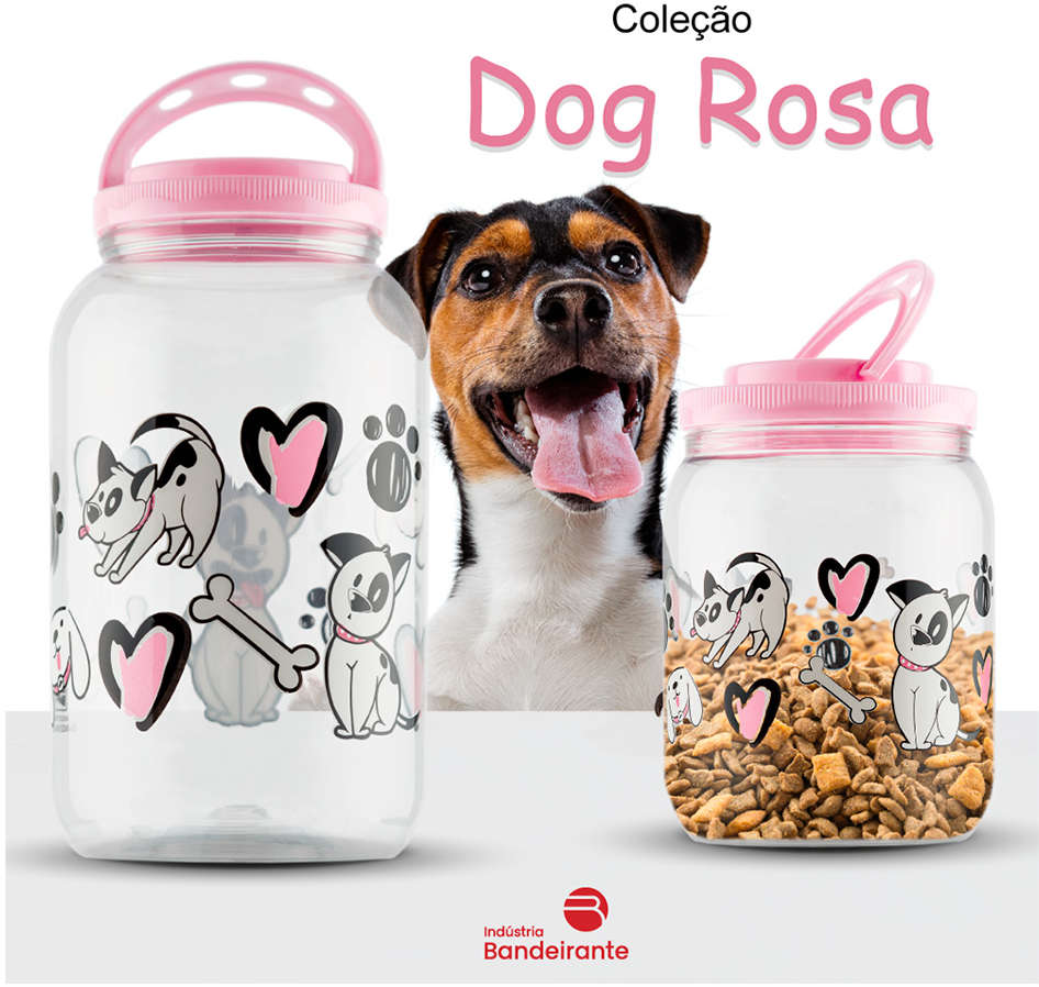 Porta Ração e Petisco Dog Rosa - 3600 mL