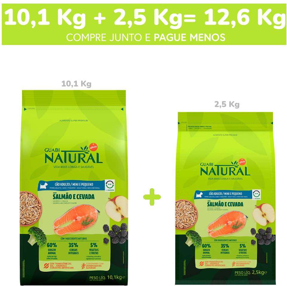 Ração Guabi Natural Salmão e Cevada para Cães Adultos Raças Mini e Pequena - 12,6Kg