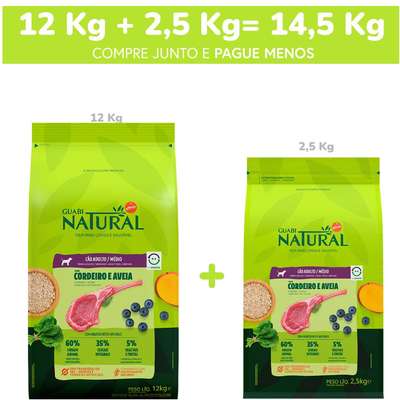 Ração Guabi Natural Cordeiro e Aveia para Cães Adultos Raças Média
