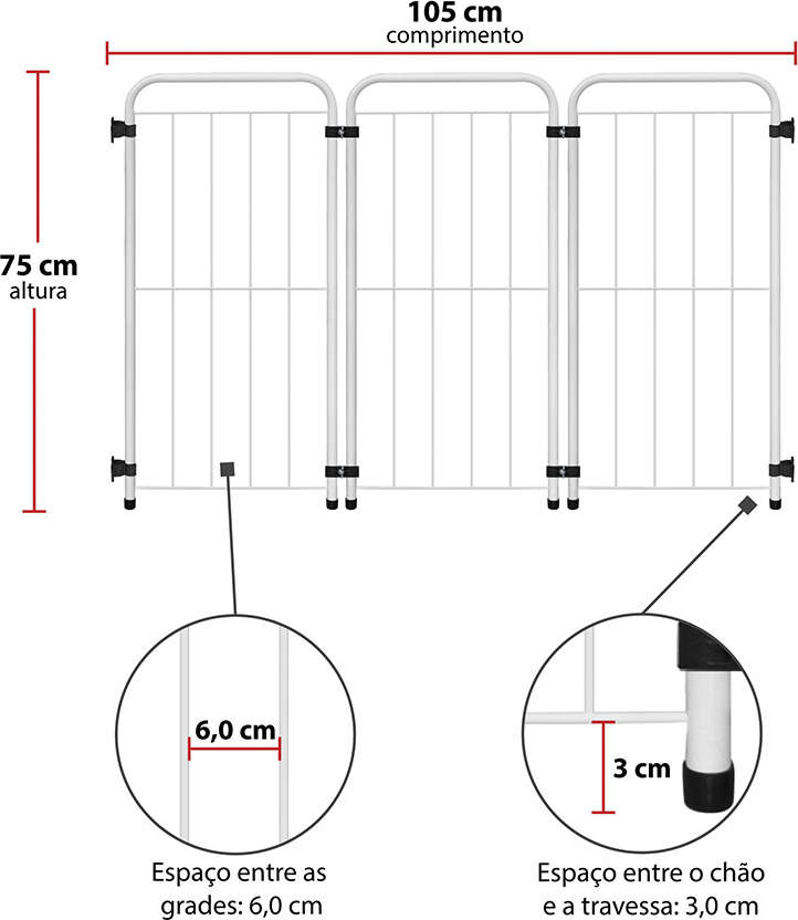 Cercado Portátil Açomix Max Branco - 105 cm
