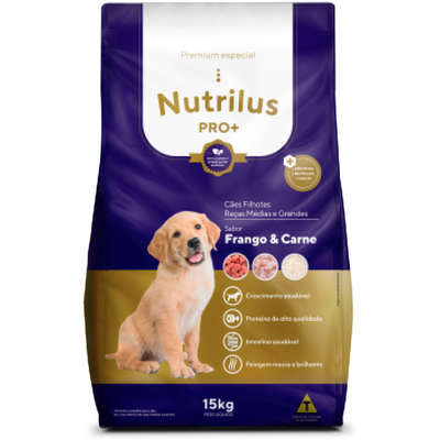 Ração Seca Nutrilus Pro+ Frango & Carne para Cães Filhotes de