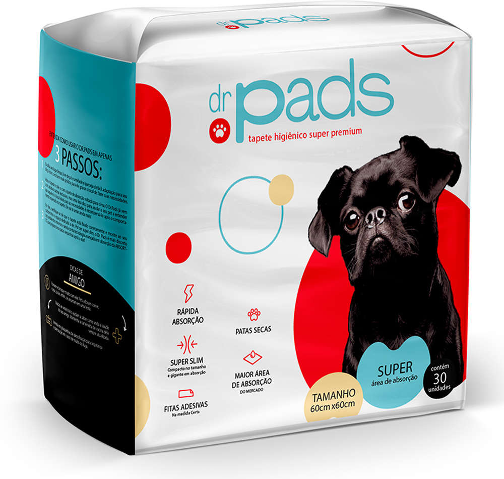 Tapete Higiênico Dr. Pads Super Premium 60x60 para Cães - 30 Unidades