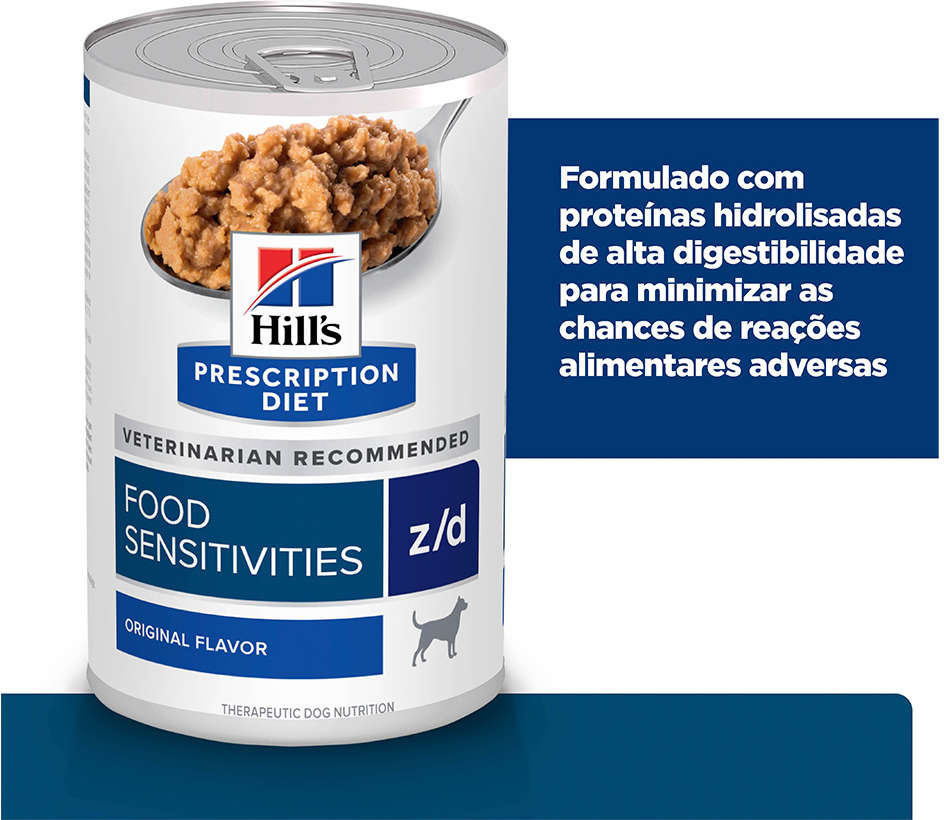 Ração Úmida Hill's Prescription Diet Lata z/d Alergia Alimentar e Pele para Cães Adultos - 370 g