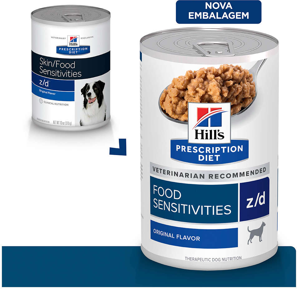 Ração Úmida Hill's Prescription Diet Lata z/d Alergia Alimentar e Pele para Cães Adultos - 370 g