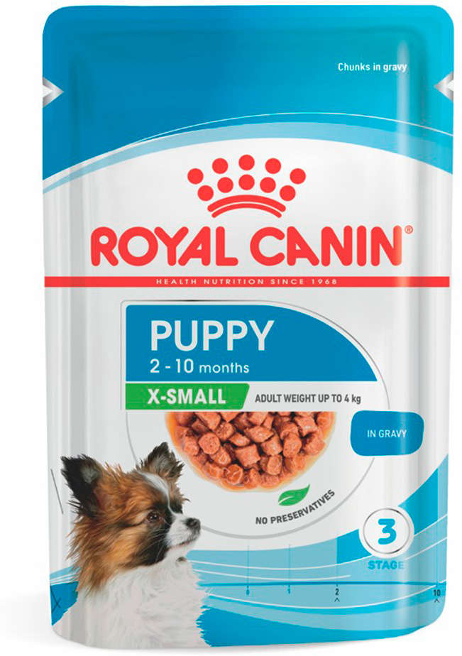 Ração Úmida Royal Canin Sachê X-small Puppy para Cães Filhotes de Porte Miniatura - 85 g - 36 Unidades