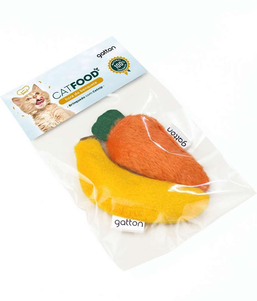 Brinquedo Pelúcia Banana e Cenoura com Catnip para Gatos - Tam. Único