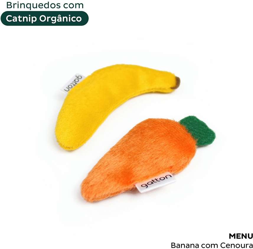Brinquedo Pelúcia Banana e Cenoura com Catnip para Gatos - Tam. Único