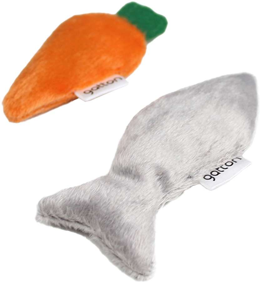 Brinquedo Pelúcia Cenoura e Peixe com Catnip para Gatos - Tam. Único