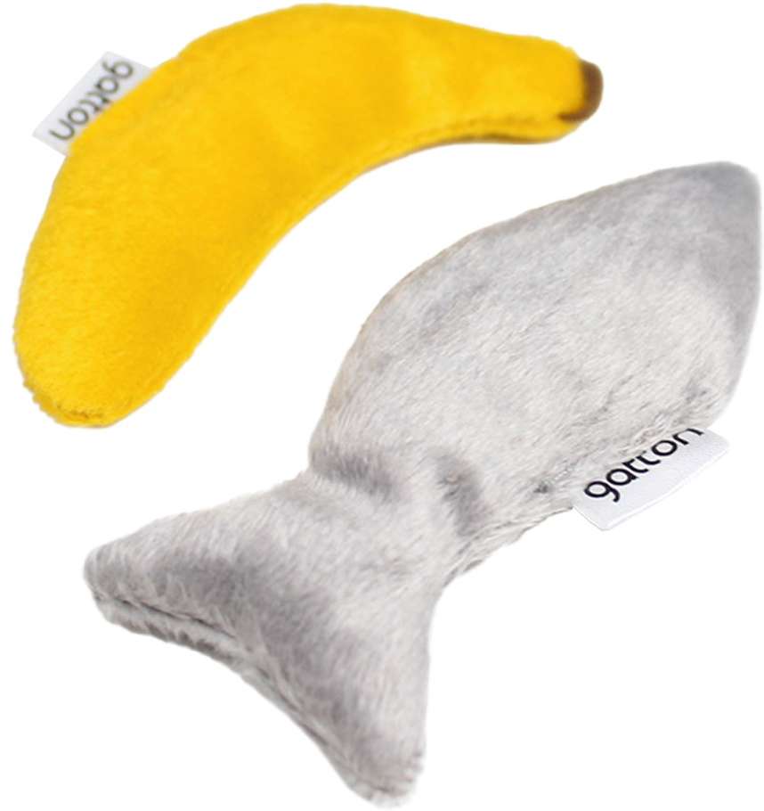 Brinquedo Pelúcia Peixe e Banana com Catnip para Gatos - Tam. Único