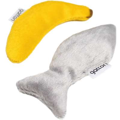 Brinquedo Pelúcia Peixe e Banana com Catnip para Gatos