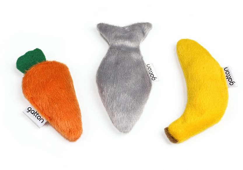 Brinquedo Pelúcia Peixe, Banana e Cenoura com Catnip para Gatos - Tam. Único
