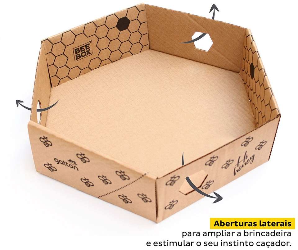 Brinquedo Caixa Hexagonal de Papelão para Gatos - Tam. Único