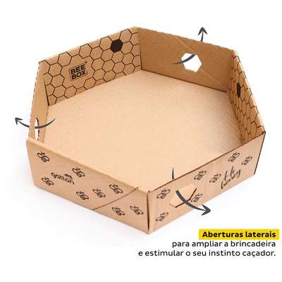 Brinquedo Caixa Hexagolnal de Papelão para Gatos