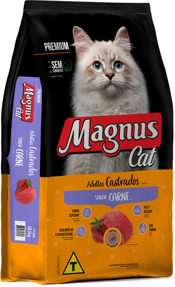 Ração Seca Magnus Cat Carne para Gatos Adultos Castrados - 10,1Kg