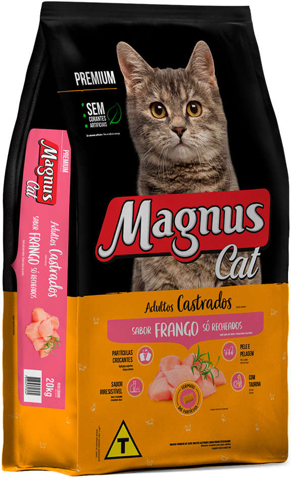 Ração Seca Magnus Cat Frango para Gatos Adultos Castrados - 20Kg