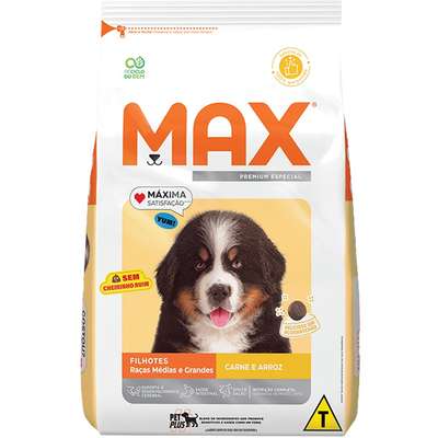 Ração Seca Max Carne e Arroz para Cães Filhotes de Porte Médio e Grande