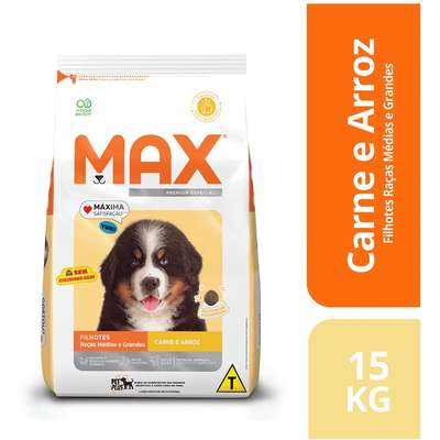 Ração Seca Max Carne e Arroz para Cães Filhotes de Porte Médio e Grande