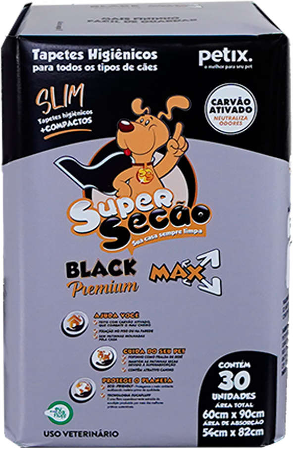 Tapete Higienico Super Secão Slim Black Premium - 30 Unidades